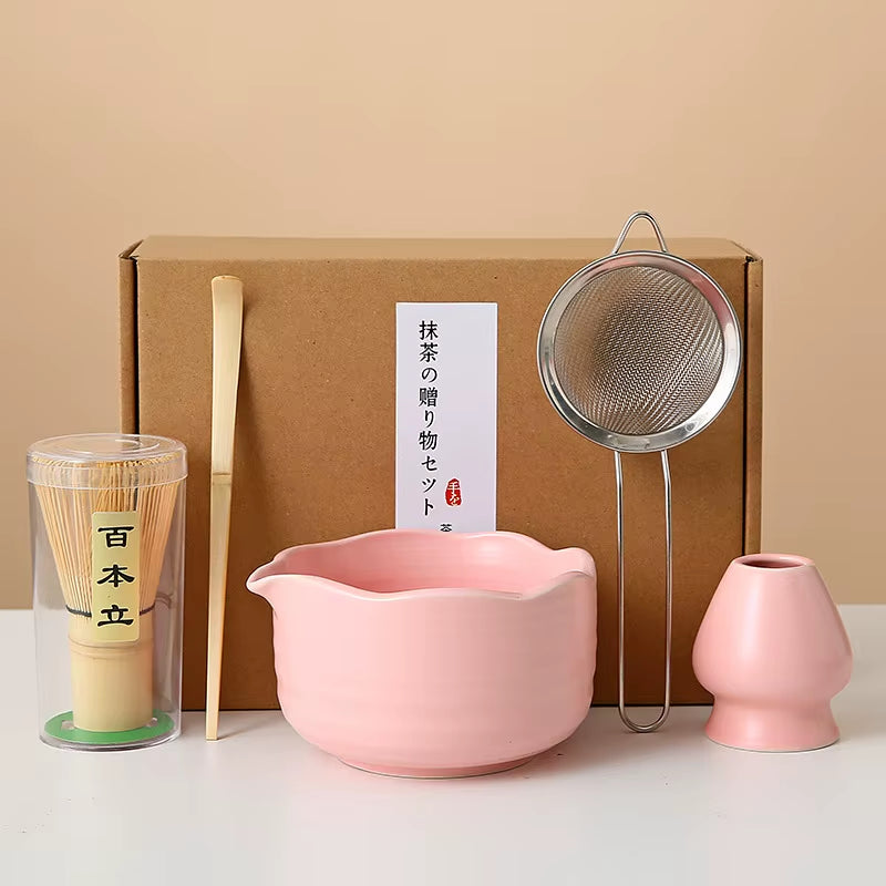 Matcha Whisk Set, 8Pcs Floral Ceramic Matcha Set Matcha Thoughtful Matcha Whisk Gift for Matcha Lover