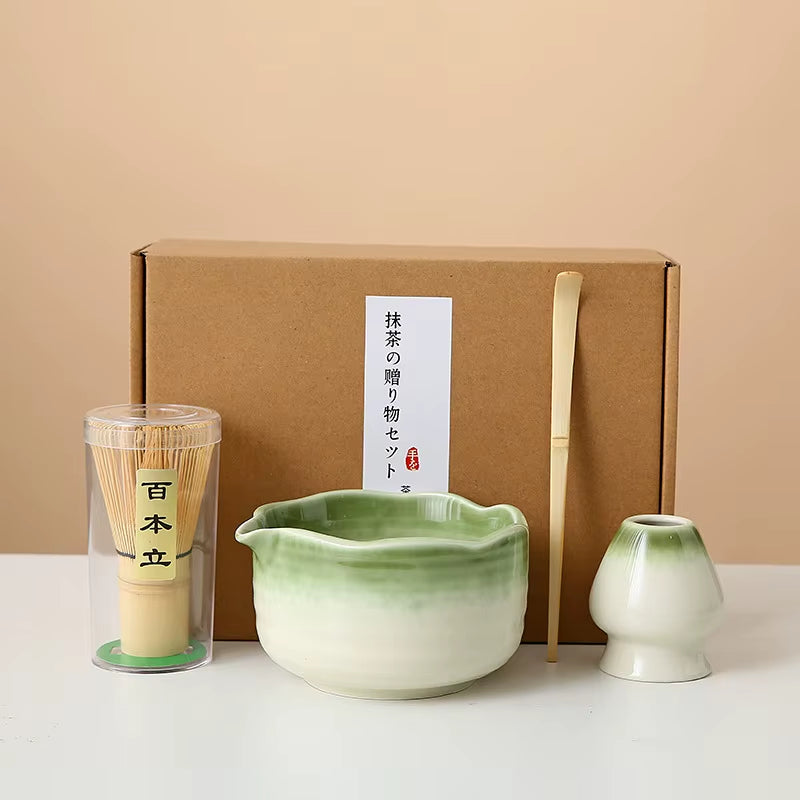 Matcha Whisk Set, 8Pcs Floral Ceramic Matcha Set Matcha Thoughtful Matcha Whisk Gift for Matcha Lover